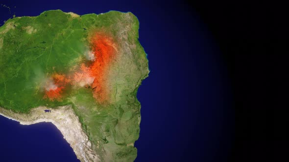 Amazon rainforest fires from satellite