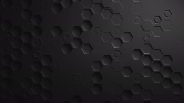 Black Abstract Hexagon Geometric Surface Seamless Loop  UHD