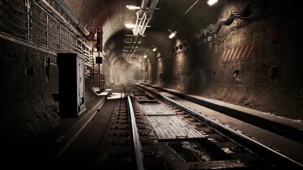 Light at Night in the Subway Tunnel the Old Town