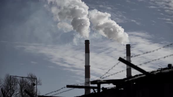 Smoke Comes From the Chimney. Air Pollution. Ecology. Kyiv. Ukraine.