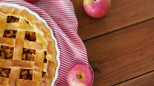 Close Up of Apple Pie on Wooden Table 11