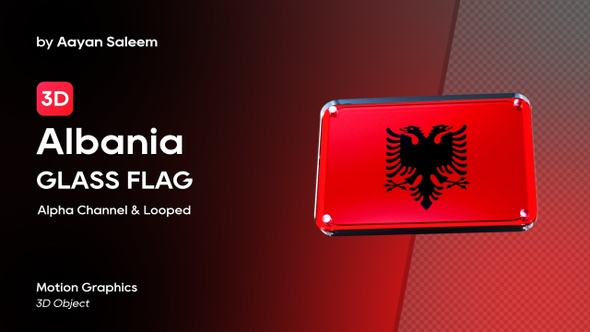 Albania Flag 3D Glass Badge