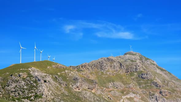 Wind Generator Turbines. Crete Island, Greece