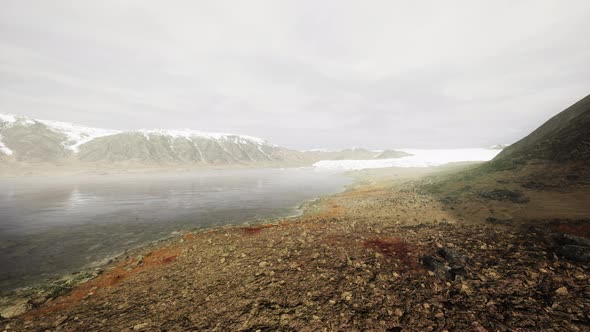 Big Glacier in Mountains in Alaska at Summer