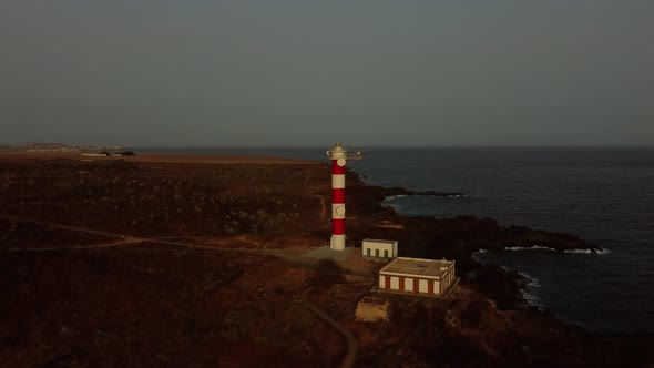 Drone view Sunset Lighthouse Tenerife 4k
