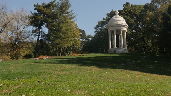 Early autumn in Romanian city of Craiova 3840X2160 UltraHD  footage - Gazebo on the park hill 4K 216