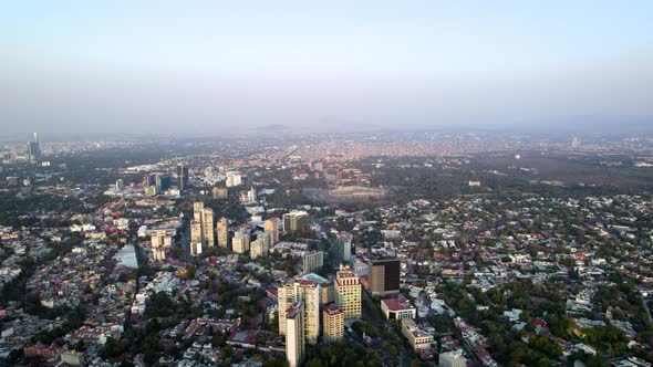 Topshot of south mexico city and unam during higly polluted day