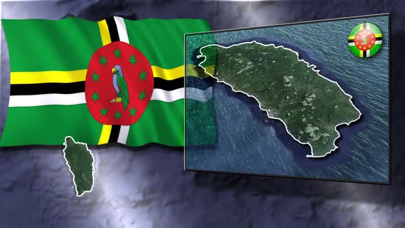 Dominica Flag And Map Animation