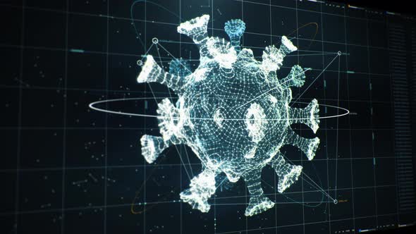 Digital Pandemic Coronavirus Bacteria Projection With Dark Background On Screen alt