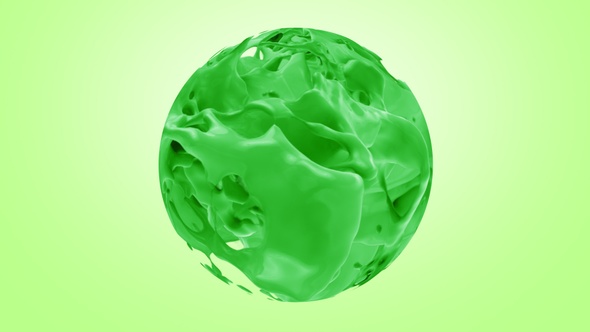 Pouring Green Color Splash In Sphere
