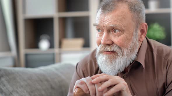 Closeup Disabled Elderly Man Feeling Stress Depression at Nursing House Suffering Solitude