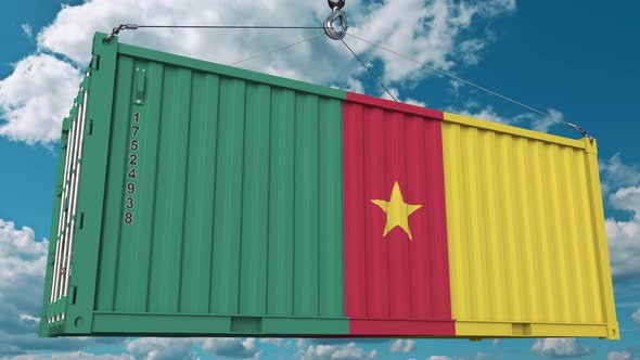 Container with Flag of Cameroon