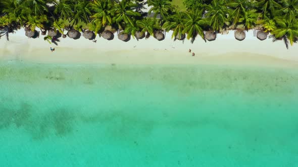 Beach along the waterfront and coral reef and palm trees, Mauritius, Africa, Pier near the beach of