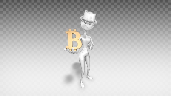 Cartoon 3D Woman - Show Bitcoin