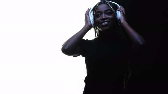 Love Music Silhouette Black Woman Enjoying Sound