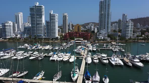 Marina Yachts Docked Downtown Cartagena Colombia