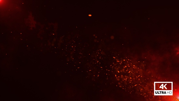 Slowly Flying Fire Particles Embers Video Footage 4K Background V2