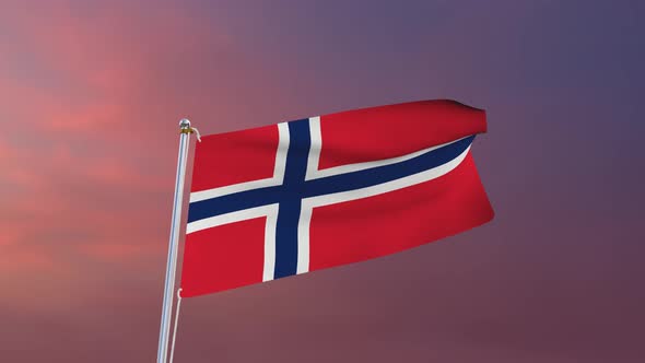 Flag Of Svalbard And Jan Mayen Waving 4k