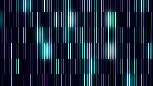 Blinking colorful stripes in vertical columns in blue tones