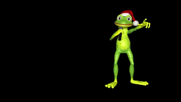 Frog Sings Christmas Looped Alpha Channel