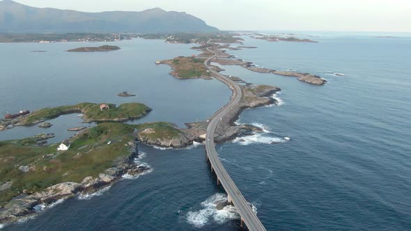 Aerial view of amazing Atlantic Ocean Road (Atlanterhavsveien) in Norway
