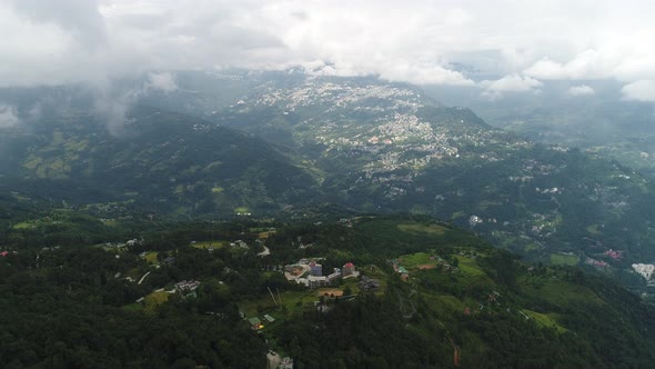 Rumtek Monastery area in Sikkim India seen from the sky