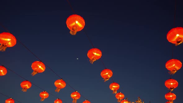 Red lantern hang at temple