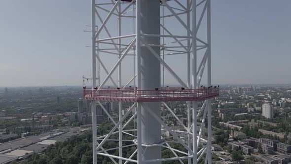 Kyiv. Ukraine: TV Tower. Aerial View. Flat, Gray