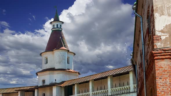 New Jerusalem against the moving clouds--  in town Istra, surroundings of Moscow, Russia 