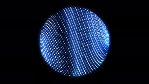 animated round shape of blue color flashing lights, on a black background