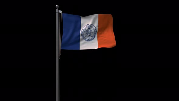 Flag Of New York City, 4K Prores 4444 Footage With Alpha