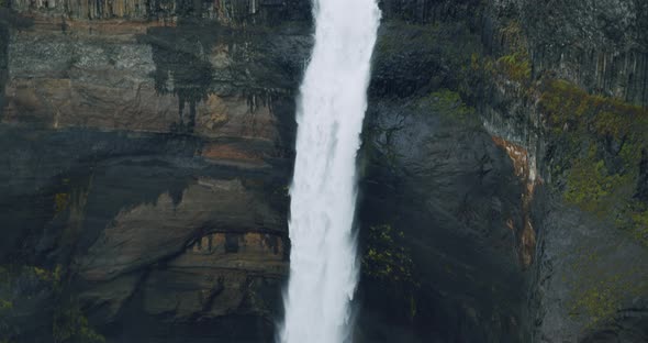 Haifoss Waterfall Topdown Movement Iceland Highland