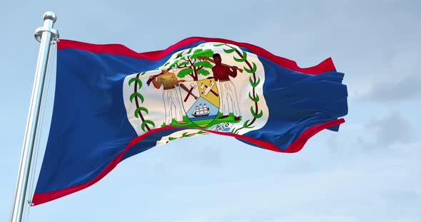 Belize  Flag Waving Loop 4 K