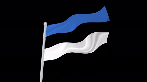 Estonia Flag Waving Animated Black Background
