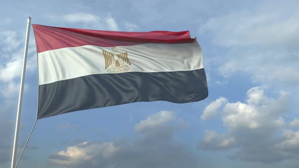 Airliner Flying Over Waving Flag of Egypt alt