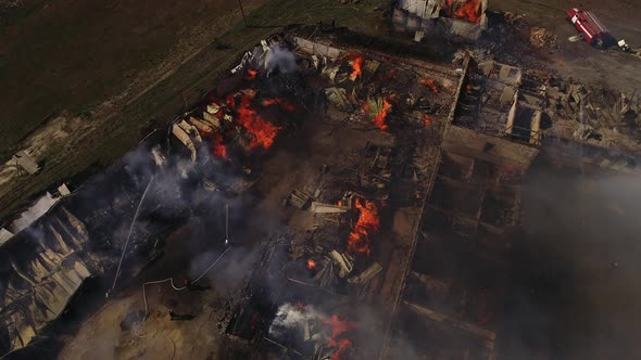 Fire in monastery, friary, 12.04.20, Ukraine, Lypki, Rivne region. Firefighters at work.