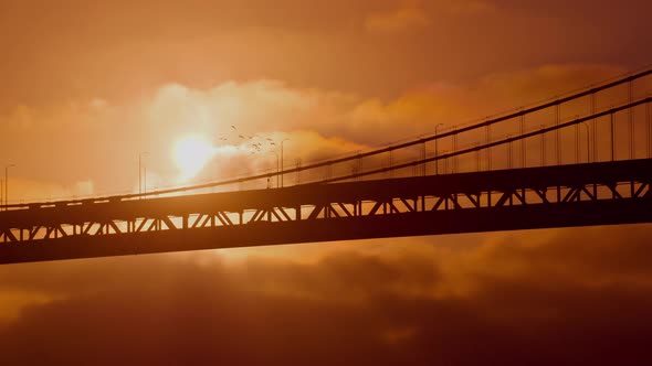 Sun Rises Behind The Bay Bridge