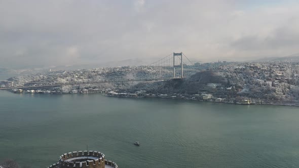 Aerial view of Istanbul in wintertime, Istanbul, Turkey.