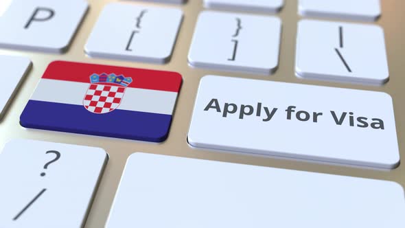 APPLY FOR VISA Text and Flag of Croatia on Computer Keyboard