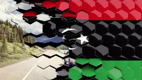 Libya Flag Hexagon Transition - 4K Resolution