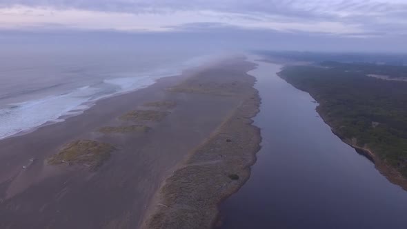 Aerial drone video of New River in Southern Oregon. Running parallel to the Pacific Ocean for nine m