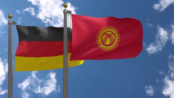 Germany Flag Vs Kyrgyzstan On Flagpole