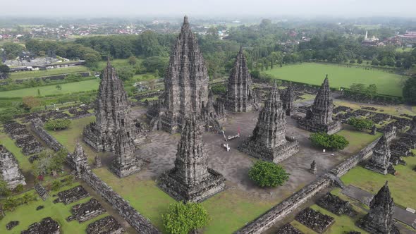 Aerial view hindu temple Prambanan in Yogyakarta, Indonesia.