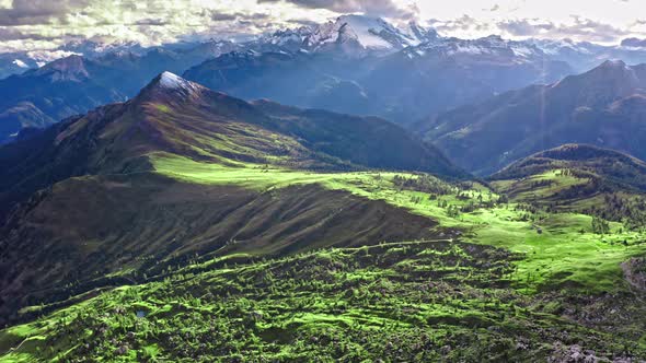 Aerial view of Averau peak near Passo Giau in Dolomites