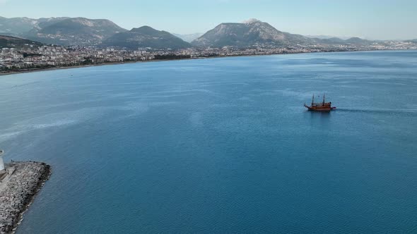 Pirate Harbor aerial view Turkey Alanya 4 K