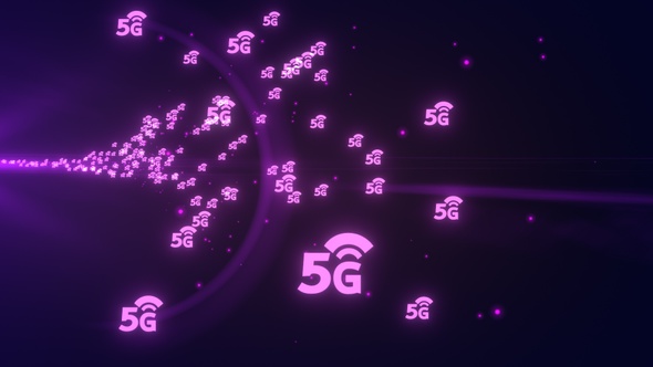5G Wireless Wifi Icon Flying Purple