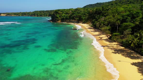 Aerial forward along Nagua coast, Dominican Republic