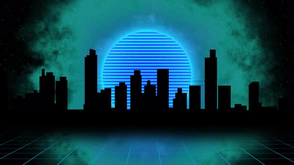 Abstract Sunny Retro City Color Navy Blue alt