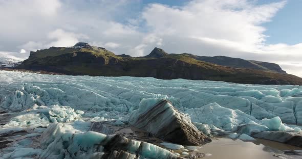 Flying over Svinafellsjokull Glacier in Iceland