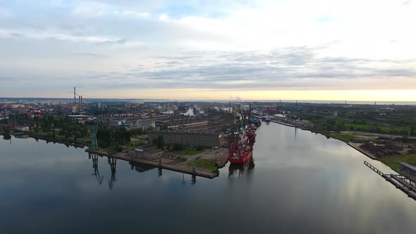 Aerial view of the port of Gdansk, Poland